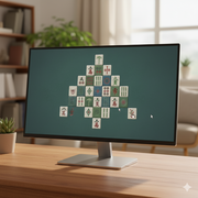 A minimalist computer screen showing a mahjong setup. 